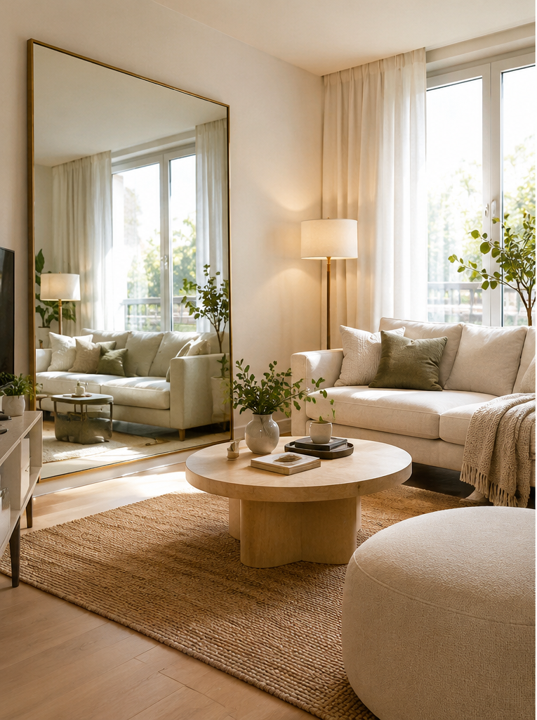 How to make a small home look bigger using a large mirror and natural light